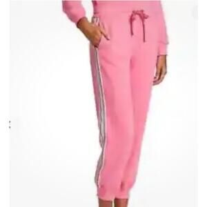 DEREK LAM 10 Crosby Sera Pink Track Pants Sweatpants Flush Pink Silver Stripe XS
